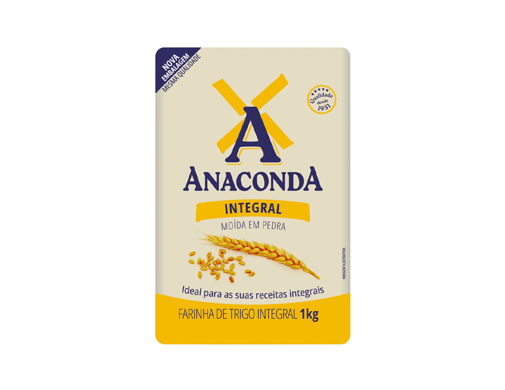 FARINHA DE TRIGO PEQUENA INTEGRAL ANACONDA 1 KG (FDO 10 KG)